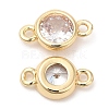 Eco-Friendly Rack Plating Brass Pave Clear Cubic Zirconia Connector Charms KK-A186-06LG-1