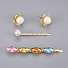Iron Hair Clip and Stud Earrings Jewelry Sets SJEW-E331-03-1