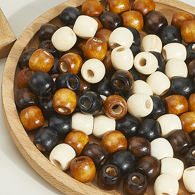 200Pcs 4 Colors Dyed Natural Maple Wood Beads WOOD-PA0001-02-1