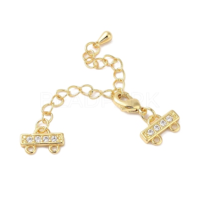 Brass Micro Pave Cubic Zirconia Chain Extender KK-L216-004C-G-1