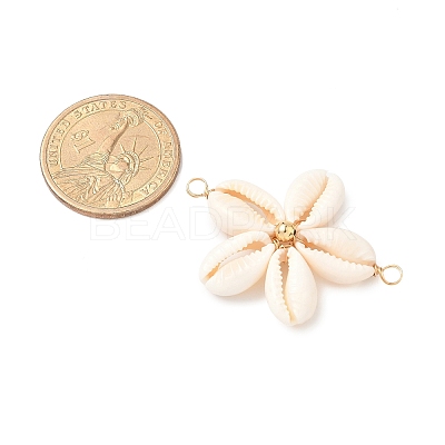 Natural Mixed Cowrie Shell Connector Charms PALLOY-JF03858-02-1