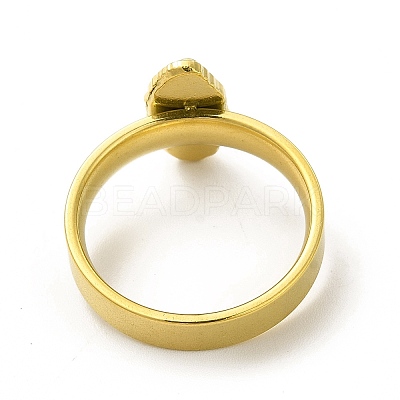 PVD Vacuum Plating 304 Stainless Steel Oval with Virgin Mary Finger Ring for Women RJEW-A013-02G-02-1