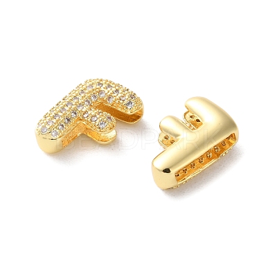 Rack Plating Brass Micro Pave Cubic Zirconia Slide Charms KK-C084-34G-F-1