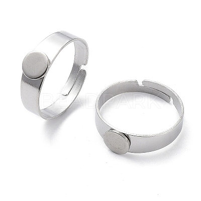 Non-Tarnish Adjustable 304 Stainless Steel Finger Rings Components STAS-F149-21P-C-1
