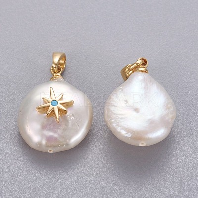 Natural Cultured Freshwater Pearl Pendants KK-L187-07G-1