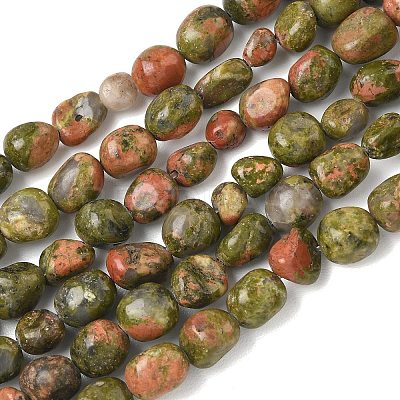 Natural Unakite Beads Strands G-C286-A13-1
