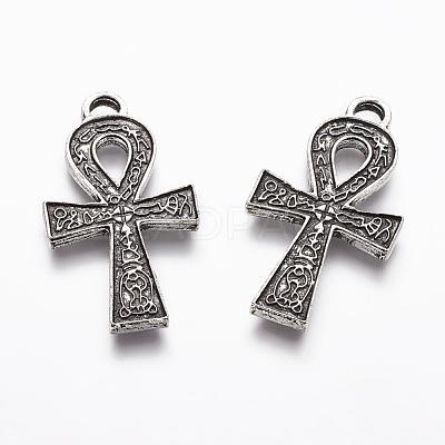 Tibetan Style Alloy Ankh Cross Pendants TIBEP-M035-02AS-FF-1