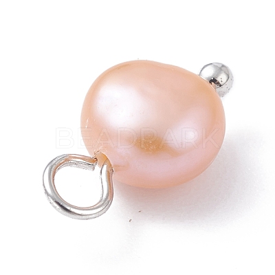 Natural Cultured Freshwater Pearl Charms PALLOY-JF01099-02-1