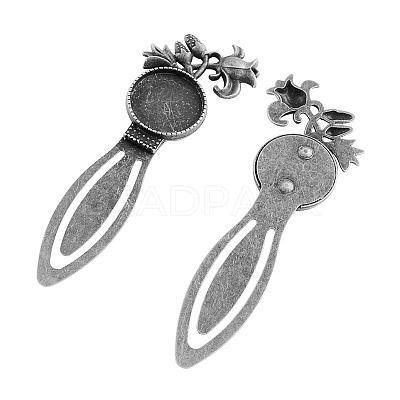 Tibetan Style Rose Flower Bookmark Cabochon Settings X-TIBE-S158-AS-NR-1