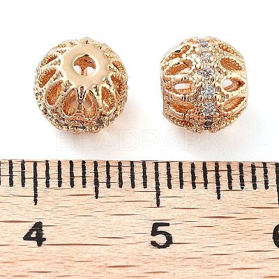 Brass Micro Pave Clear Cubic Zirconia Beads KK-U028-23G-1