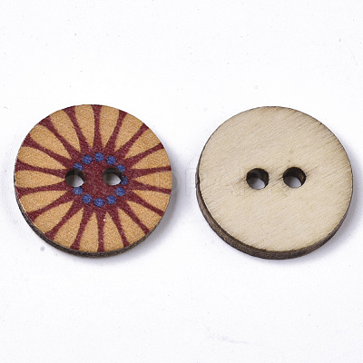2-Hole Printed Wooden Buttons BUTT-ZX004-01A-02-1