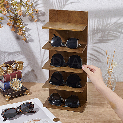 4-Tier Wood Wall Mounted Sunglasses Organizer Holder ODIS-WH0043-184A-1