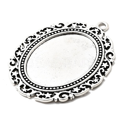 Tibetan Style Alloy Big Pendant Cabochon Settings TIBEP-553-AS-FF-1