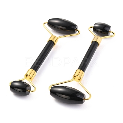 Natural Obsidian Brass Face Massager MRMJ-G009-53G-1