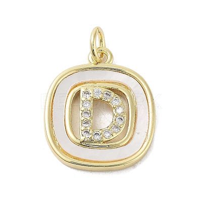 Rack Plating Brass Micro Pave Clear Cubic Zirconia Pendants KK-E102-33G-D-1