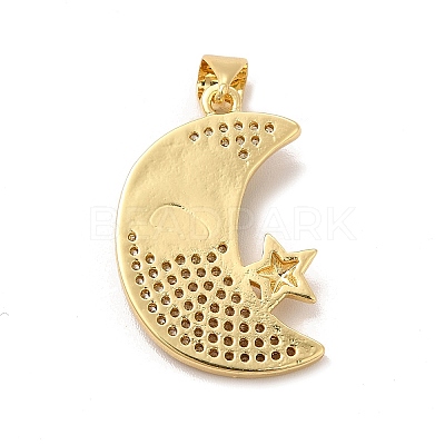 Rack Plating Brass Micro Pave Clear Cubic Zirconia Pendants LAMP-A153-01G-07-1