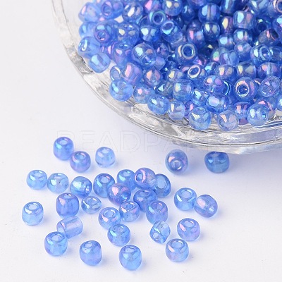 Transparent Rainbow Colours Round Glass Seed Beads X-SEED-A007-4mm-166-1