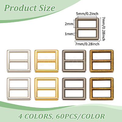 240Pcs 4 Colors Alloy Slider Buckles DIY-FG0004-81-1