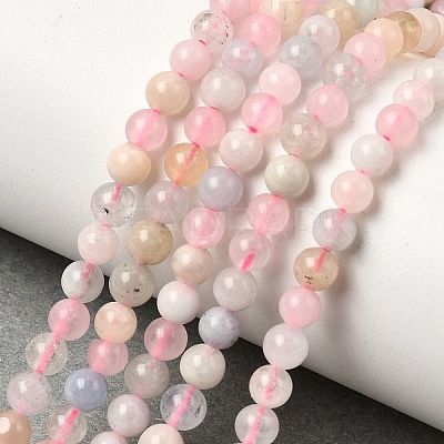 Natural Morganite Round Bead Strands G-I159-4mm-1