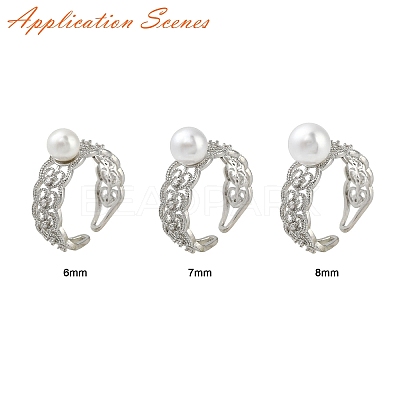 Rack Plating Heart Brass Micro Pave Cubic Zirconia Open Cuff Ring Settings X-KK-Z071-26P-1