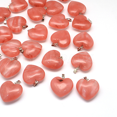 Heart Natural & Synthetic Mixed Stone Pendants G-Q355-M-1