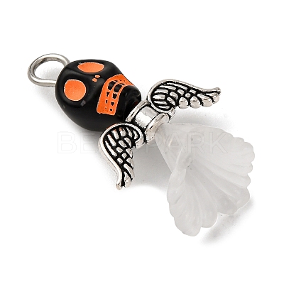 Opaque Black Acrylic Pendants PALLOY-JF04413-1