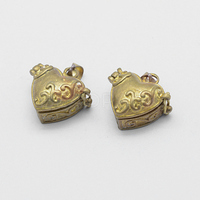 Brass Prayer Box Pendants KK-F722-25C-RS-1