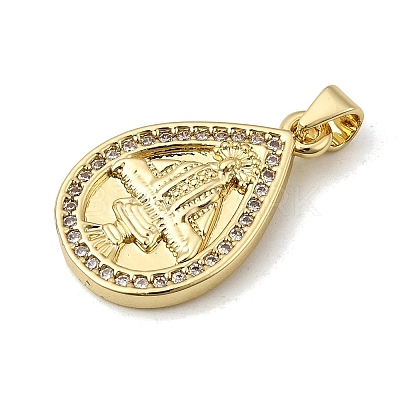 Religion Brass Micro Pave Cubic Zirconia Pendants KK-H267-099G-02-1