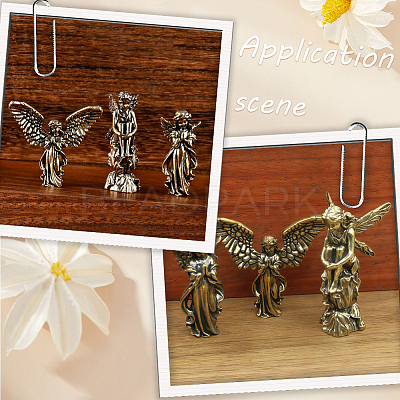 3Pcs 3 Styles Brass Angel Display Decorations DJEW-SP0001-48-1