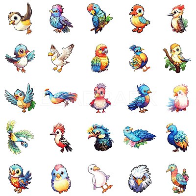 50Pcs Cartoon Birds Paper Sticker STIC-C012-06-1