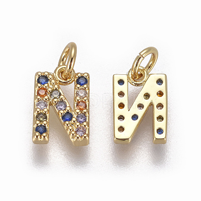 Brass Micro Pave Cubic Zirconia Charms ZIRC-L070-38N-G-1