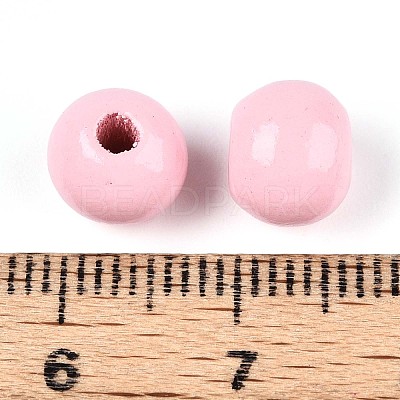 Spray Painted Round Natural Schima Wood Beads WOOD-A018-8mm-05-1