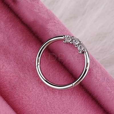 316L Stainless Steel Micro Pave Cubic Zirconia Hoop Nose Rings WG5D603-21-1
