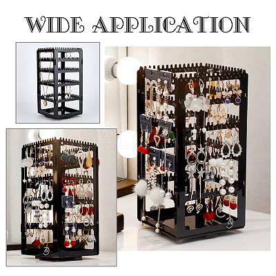 360 Degree Plastic Rotating Jewelry Organizer Display Stands EDIS-WH0022-11B-1