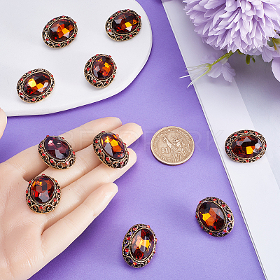 10Pcs 1-Hole Alloy Rhinestone Shank Buttons BUTT-GF0003-52A-1