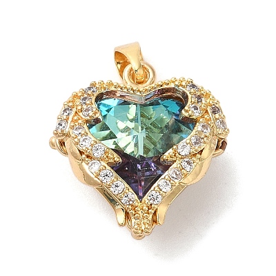 Rack Plating Brass Micro Pave Cubic Zirconia Pendants KK-U022-01G-1