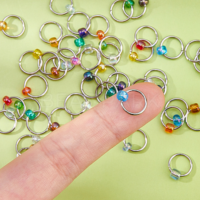 45Pcs 15 Colors 304 Stainless Steel Locking Stitch Markers PALLOY-FH00179-1