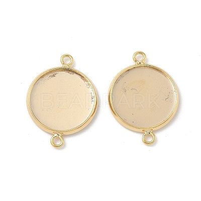 Flat Round Brass Connector Cabochon Settings KK-K414-13A-G-1