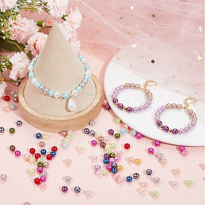 20 Colors Spray Painted ABS Plastic Imitation Pearl Beads OACR-SC0001-43-1