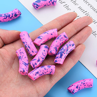 Opaque Spray Painted Acrylic Beads MACR-S372-001F-B06-1