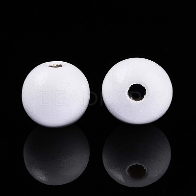Spray Painted Round Natural Schima Wood Beads WOOD-A018-14mm-30-1