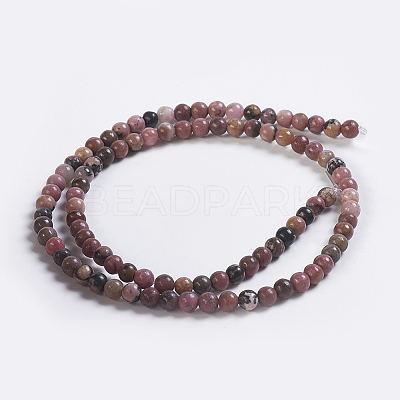 Natural Rhodonite Beads Strands G-K254-04-4mm-1