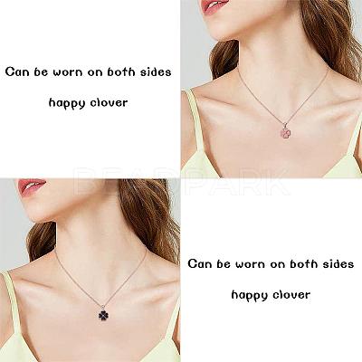 Four Leaf Clover Pendant Necklace Sterling 925 Silver Lucky Four Leaf Clover Necklace Adjustable Temperature-sensitive Color Changing Pendant Necklaces Jewelry Gift for Women JN1087A-1