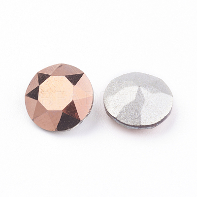 Pointed Back & Back Plated Glass Rhinestone Cabochons RGLA-J012-8mm-001RG-1