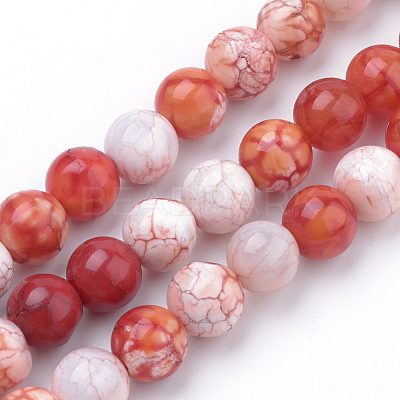 Natural Fire Crackle Agate Beads Strands G-S249-07-8mm-1