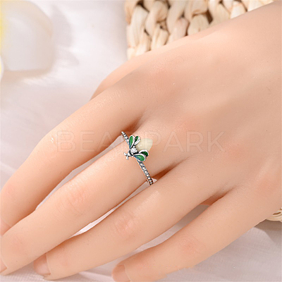 Glowworm Brass & Rhinestone & Luminous Stone Finger Rings for Women FS-WG997BF-03-1