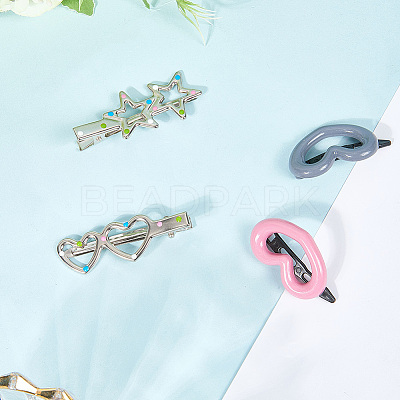 20Pcs 4 Style Plastic Snap Hair Clips PHAR-CP0001-24-1