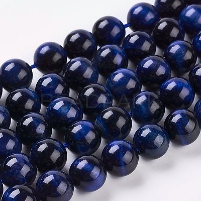 Natural Blue Tiger Eye Beads Strands G-G099-10mm-13-1