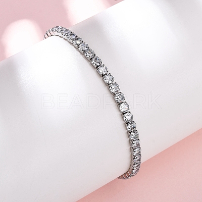 304 Stainless Steel with Clear Cubic Zirconia Link Chain Bracelets BJEW-G754-03P-03-1