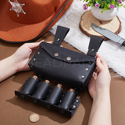 PU Imitation Leather Waist Belt Bag with 4 Cork Glass Bottles AJEW-WH0678-31A-1